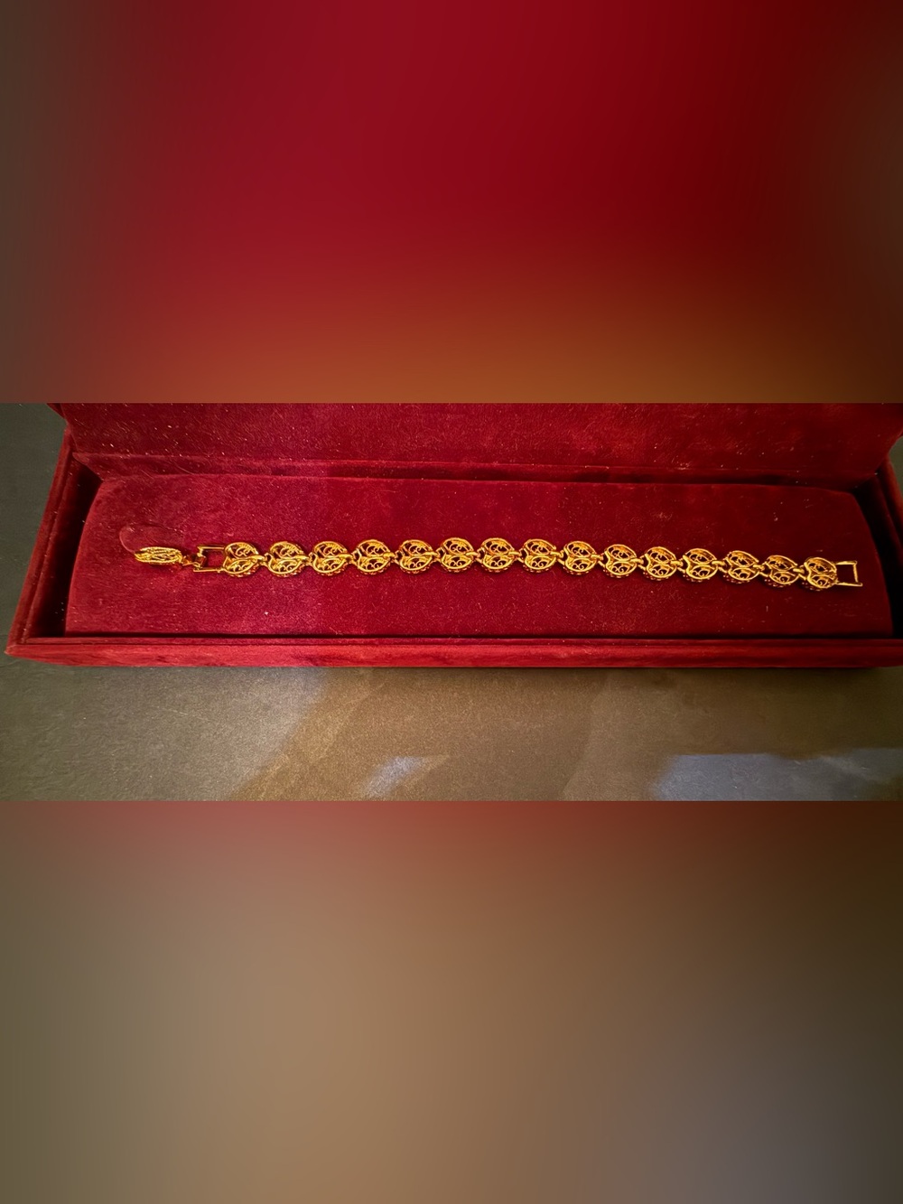 Vintage Goldtone  Filigree Link Bracelet